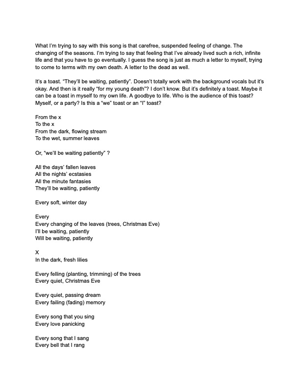 For My Young Death Lyrics Sheet 7